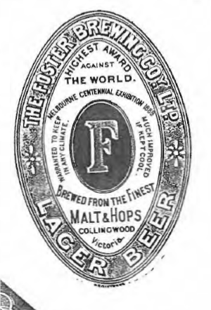 Foster's Beer Label, 1894