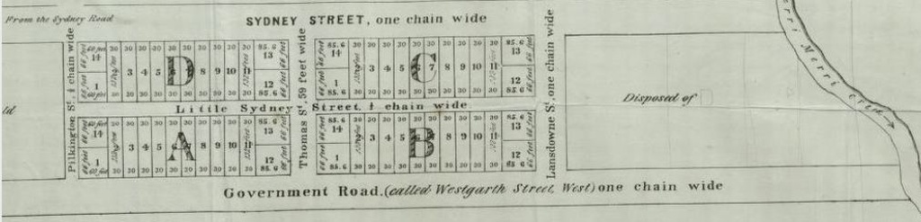 Pilkington Street identified in 1854 map
