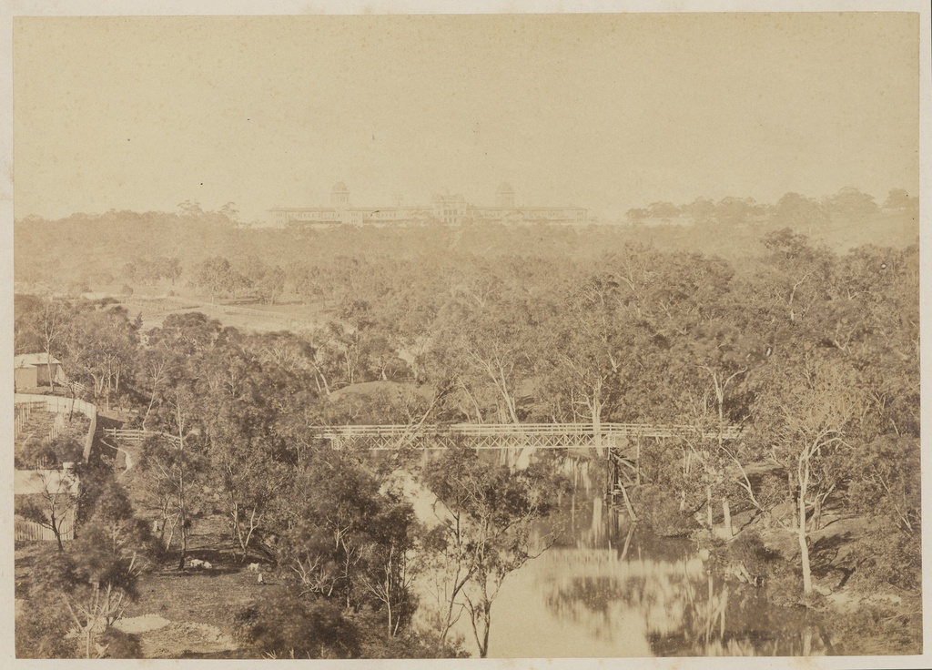 "The Yarra Bend and Lunatic Asylum from the road to Kew" by D. McDonald, c. 1867-1880