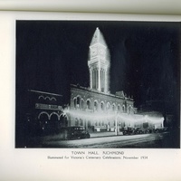 Richmond Town Hall, illuminated