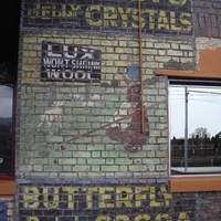 Advertising signage for Hardy's jelly crystals, Lux soap flakes and Butterfly Dutch cocoa