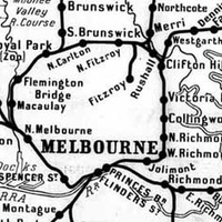 Map of Melbourne Suburban Lines 1930s, showing the Inner Circle and the Northcote Loop